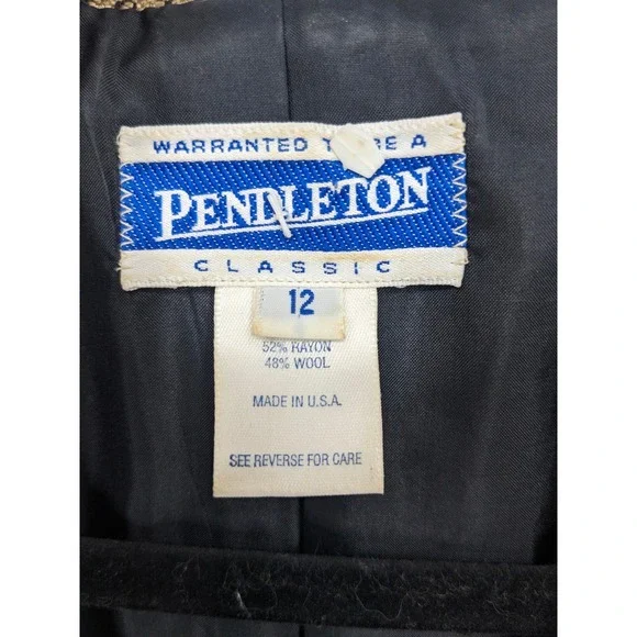 Vintage Pendleton Wool Blend Blazer Women 12 Classic Houndstooth Academia Office - Picture 5 of 9